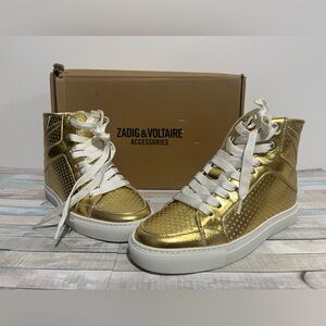 Zadig & Voltaire Vintage Metal Gold Sneakers